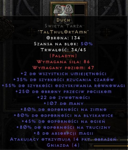 Spirit Duch Paladyn 35 FCR Święta Tarża D2R Diablo 2 Resurrected ROTW Ladder