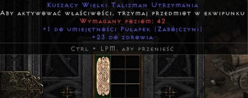 Talizman Zabójczyni Pułapki Trap + 23 Life ROTW Non Ladder