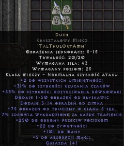 Duch Kryształowy Miecz Spirit D2R Diablo 2 Resurrected Non Ladder
