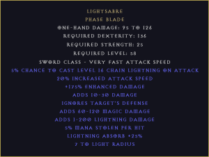 Lightsabre DIABLO 2 D2R LADDER