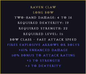 Raven Claw DIABLO 2 D2R LADDER