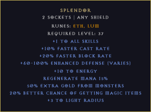 Splendor DIABLO 2 D2R NON LADDER