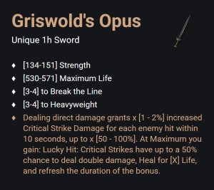 Griswold's Opus UNIKAT Diablo IV SEZON