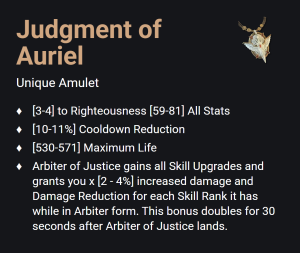 Judgment of Auriel UNIKAT Diablo IV SEZON