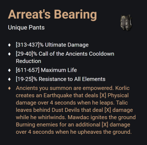 Arreat's Bearing UNIKAT Diablo IV SEZON