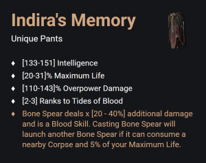 Indira's Memory UNIKAT Diablo IV SEZON