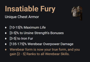 Insatiable Fury UNIKAT Diablo IV SEZON