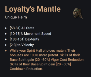 Loyalty's Mantle UNIKAT Diablo IV SEZON