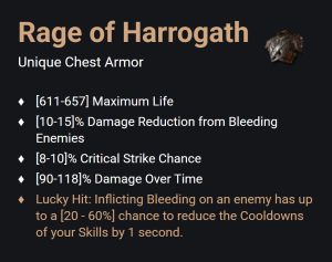 Rage of Harrogath UNIKAT Diablo IV SEZON
