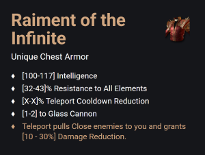 Raiment of the Infinite UNIKAT Diablo IV SEZON