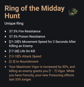 Ring of the Midday Hunt UNIKAT Diablo IV SEZON