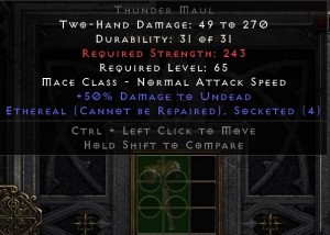 ETH THUNDER MAUL Grzmiący Kafar 4 Sockets D2R ROTW NON LADDER 