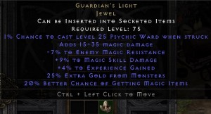 MAGIC GUARDIAN'S LIGHT KLEJNOT D2R ROTW NON LADDER