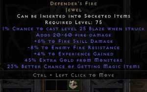 FIRE DEFENDER'S FIRE KLEJNOT D2R ROTW NON LADDER
