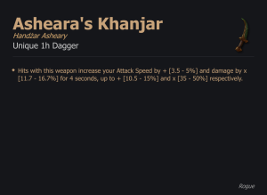 Asheara's Khanjar / Handżar Asheary UNIKAT Diablo IV SEZON