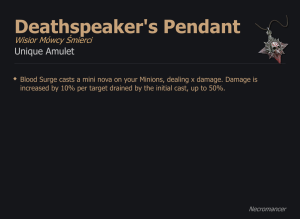 Deathspeaker's Pendant / Wisior Mówcy Śmierci UNIKAT Diablo IV SEZON
