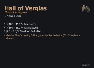 Hail of Verglas / Gradobicie Verglasa UNIKAT Diablo IV SEZON