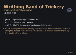 Writhing Band of Trickery / Wijący się Sygnet Szachrajstwa UNIKAT Diablo IV SEZON