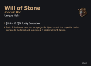 Will of Stone / Kamienna Wola UNIKAT Diablo IV SEZON