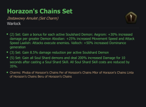 SET WARLOCK Horazon's Chains CAŁY ZESTAW TALIZMANY SEZON