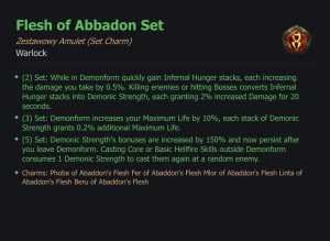 SET WARLOCK Flesh of Abbadon CAŁY ZESTAW TALIZMANY SEZON