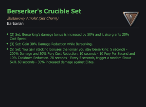 SET BARBARIAN Berserker's Crucible CAŁY ZESTAW TALIZMANY SEZON