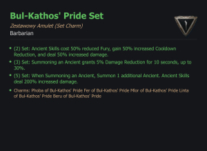 SET BARBARIAN Bul-Kathos' Pride CAŁY ZESTAW TALIZMANY SEZON