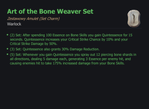 SET WARLOCK Art of the Bone Weaver CAŁY ZESTAW TALIZMANY SEZON