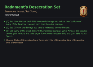 SET NECROMANCER Radament's Desecration CAŁY ZESTAW TALIZMANY SEZON