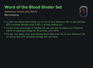 SET NECROMANCER Word of the Blood Binder CAŁY ZESTAW TALIZMANY SEZON