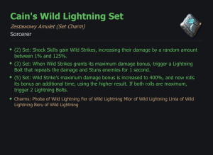 SET SORCERER Cain's Wild Lightning CAŁY ZESTAW TALIZMANY SEZON