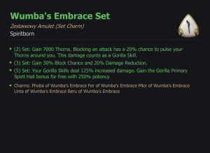 SET SPIRITBORN Wumba's Embrace CAŁY ZESTAW TALIZMANY SEZON