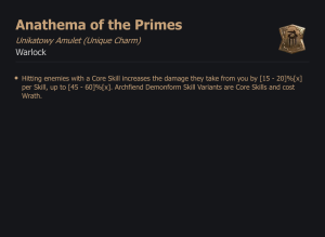 UNIKATOWY AMULET Anathema of the Primes DIABLO 4 SEZON