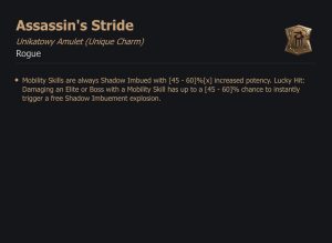 UNIKATOWY AMULET Assassin's Stride DIABLO 4 SEZON