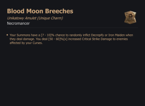 UNIKATOWY AMULET Blood Moon Breeches DIABLO 4 SEZON