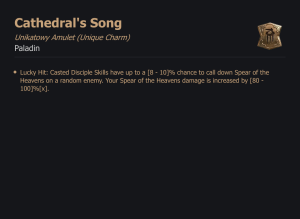 UNIKATOWY AMULET Cathedral's Song DIABLO 4 SEZON