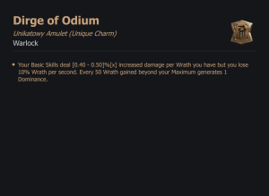 UNIKATOWY AMULET Dirge of Odium DIABLO 4 SEZON
