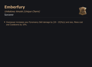 UNIKATOWY AMULET Emberfury DIABLO 4 SEZON