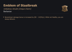 UNIKATOWY AMULET Emblem of Staalbreak DIABLO 4 SEZON