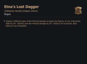 UNIKATOWY AMULET Etna's Lost Dagger DIABLO 4 SEZON