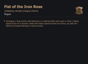 UNIKATOWY AMULET Fist of the Iron Rose DIABLO 4 SEZON