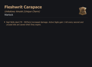 UNIKATOWY AMULET Fleshwrit Carapace DIABLO 4 SEZON