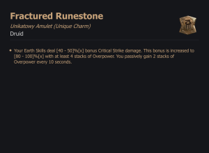 UNIKATOWY AMULET Fractured Runestone DIABLO 4 SEZON