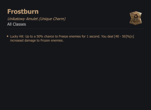 UNIKATOWY AMULET Frostburn DIABLO 4 SEZON