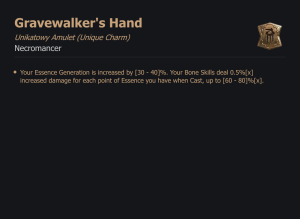 UNIKATOWY AMULET Gravewalker's Hand DIABLO 4 SEZON
