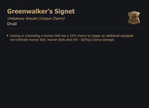 UNIKATOWY AMULET Greenwalker's Signet DIABLO 4 SEZON