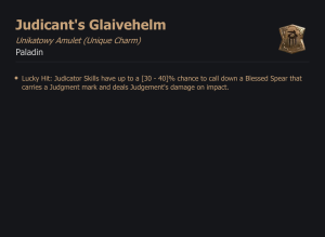 UNIKATOWY AMULET Judicant's Glaivehelm DIABLO 4 SEZON