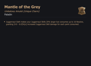 UNIKATOWY AMULET Mantle of the Grey DIABLO 4 SEZON
