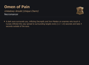 UNIKATOWY AMULET Omen of Pain DIABLO 4 SEZON