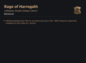UNIKATOWY AMULET Rage of Harrogath DIABLO 4 SEZON